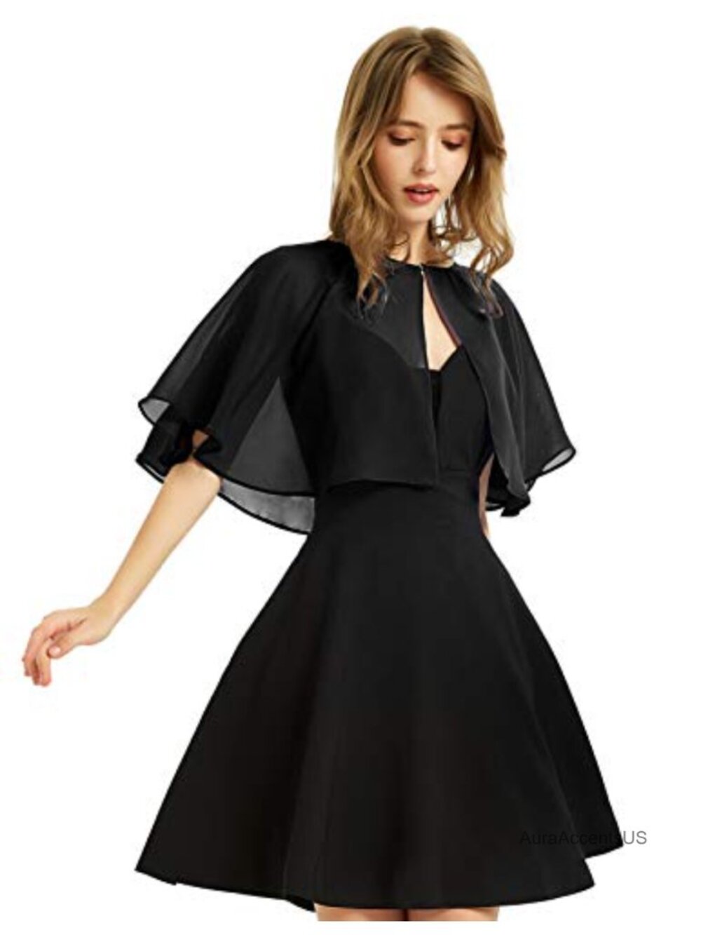 Chiffon Shawl Wrap for Evening Dresses Women's Button Cape